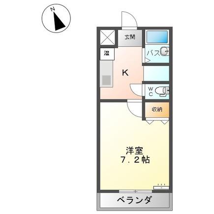 クレッセント(1K/1階)の間取り写真