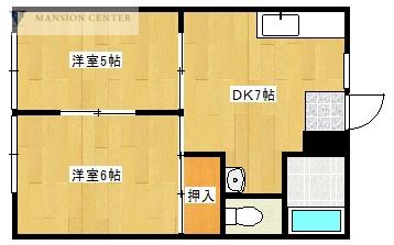 コーポ河内II(2DK/1階)の間取り写真