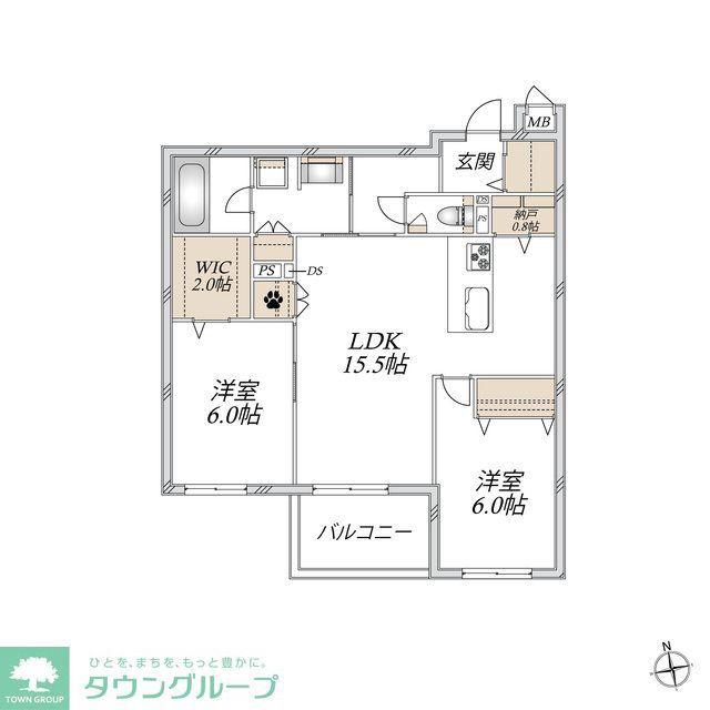 JUMEAUX 北館(2LDK/3階)の間取り写真
