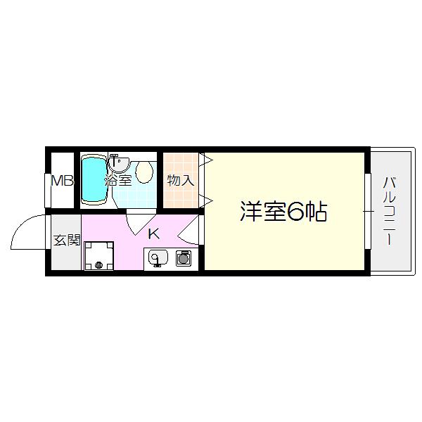 クレストJ塚口(1K/4階)の間取り写真
