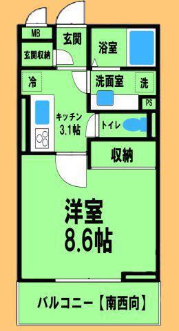 GRAND STATION宮上I(1K/1階)の間取り写真