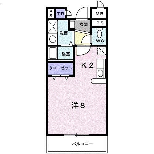 ブルースカイ(1K/2階)の間取り写真