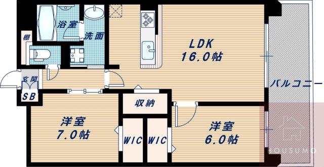 カビサ千里中央(2LDK/2階)の間取り写真