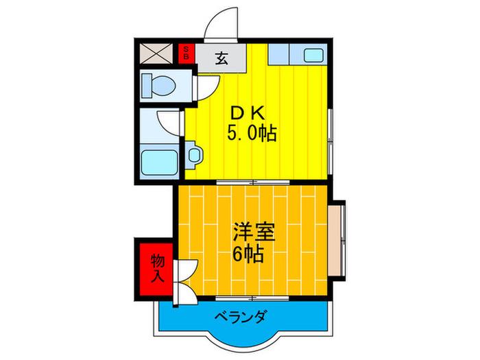 ロイヤル野里(1DK/1階)の間取り写真