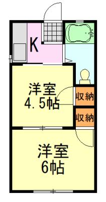 ル・ショコラ宮崎町(2K/2階)の間取り写真