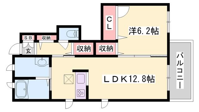 シャーメゾン西明石G(1LDK/1階)の間取り写真