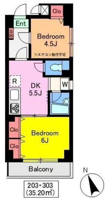 ソフィアN(2DK/3階)の間取り写真