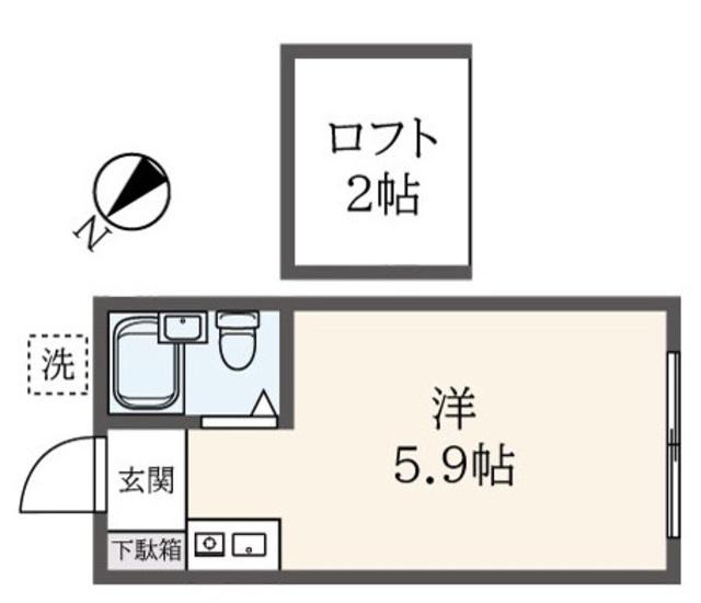 ペアパレス桜上水(ワンルーム/2階)の間取り写真