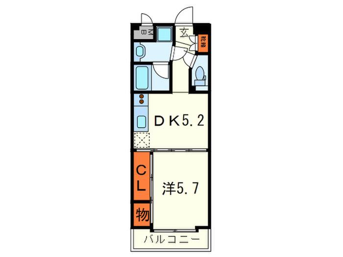 六甲グリーンビュー(1DK/3階)の間取り写真