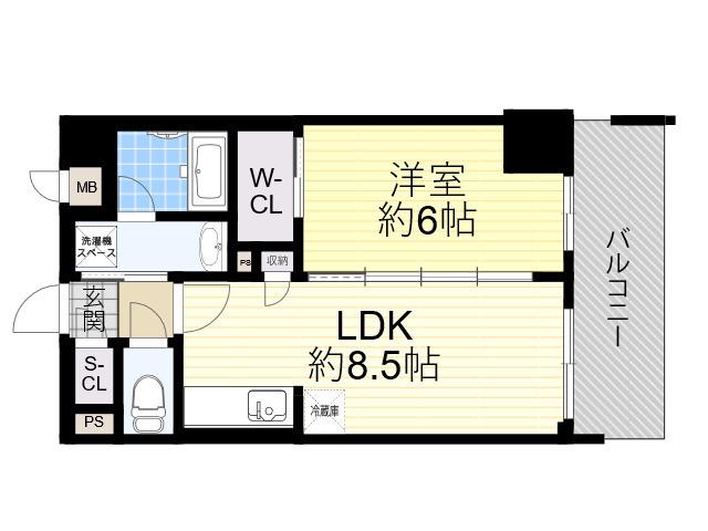 エステムプラザ京橋3リベルタ(1LDK/3階)の間取り写真