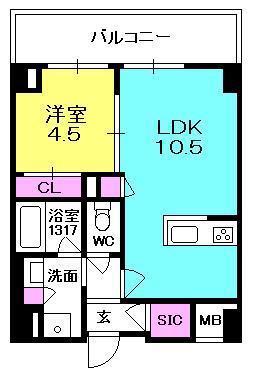 REFISIA西宮(1LDK/6階)の間取り写真