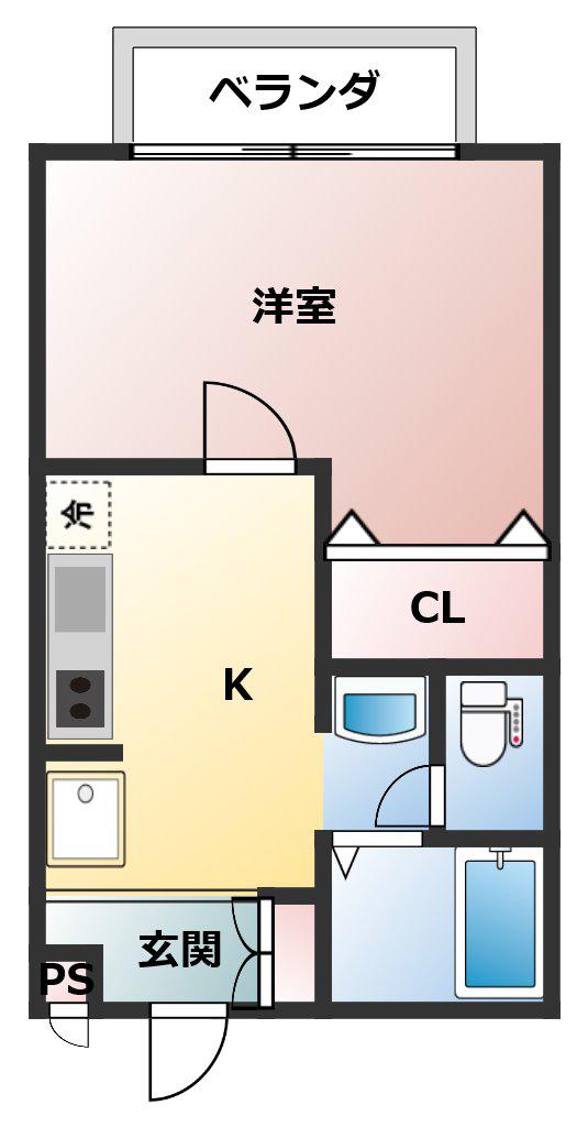 アビテ馬越(1K/2階)の間取り写真