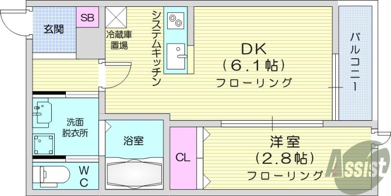 南小泉八軒小路AP(1DK/2階)の間取り写真