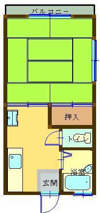 コーポ浅海(1DK/2階)の間取り写真