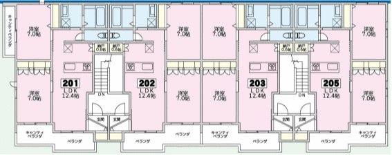BLOOM 旭化成へーベルメゾン(2LDK/2階)の間取り写真