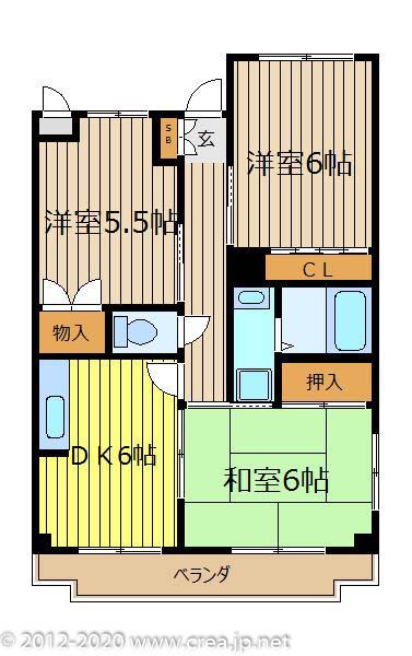 サンライズマンション(3DK/1階)の間取り写真