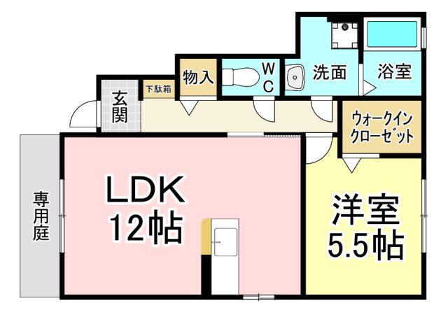 ベルタひびきの(1LDK/1階)の間取り写真