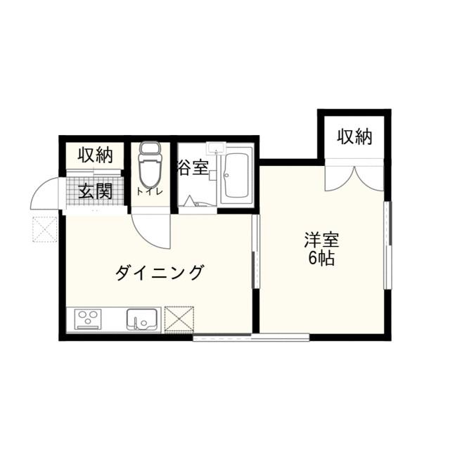 ハイツカワハラ(1DK/1階)の間取り写真