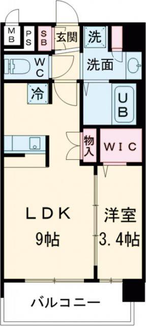 プレリス鶴緑地グランガーデリア(1LDK/6階)の間取り写真