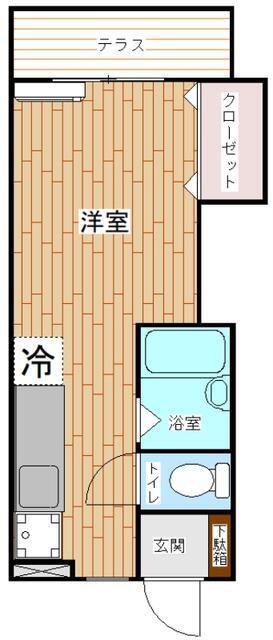 フジメイトC(ワンルーム/1階)の間取り写真