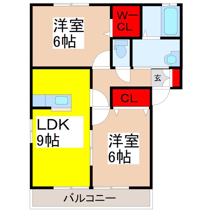 サンガーデン椚D(2LDK/1階)の間取り写真