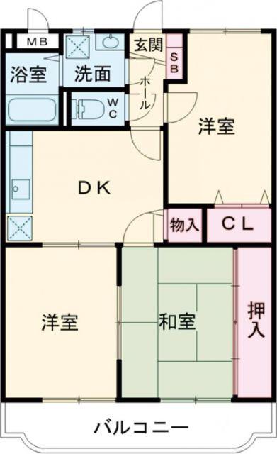 優マンション(3DK/3階)の間取り写真