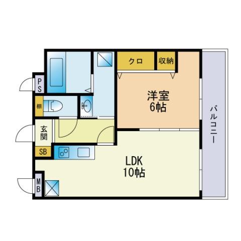平尾弐番街ビル(1LDK/4階)の間取り写真