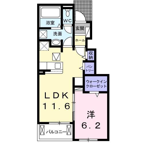 フェリスI(1LDK/1階)の間取り写真
