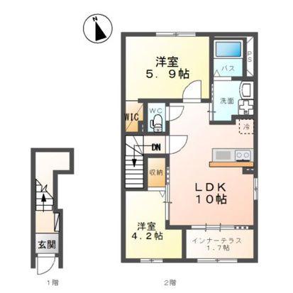 CLOCHETTE(2LDK/2階)の間取り写真