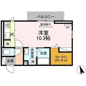 グランルミエールI棟(1K/2階)の間取り写真