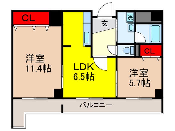 アルデールエスパシオ(2LDK/4階)の間取り写真