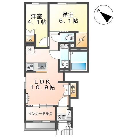 サクラリアン益城(2LDK/1階)の間取り写真