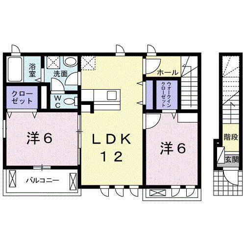 シャルムカヌキ(2LDK/2階)の間取り写真