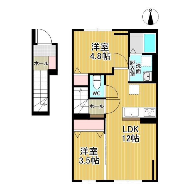 ハイムメゾン双葉町A棟(2LDK/2階)の間取り写真