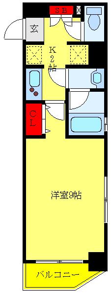 クレジデンス西台 ウエスト(1K/2階)の間取り写真