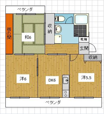 アグリーン永原(3DK/1階)の間取り写真