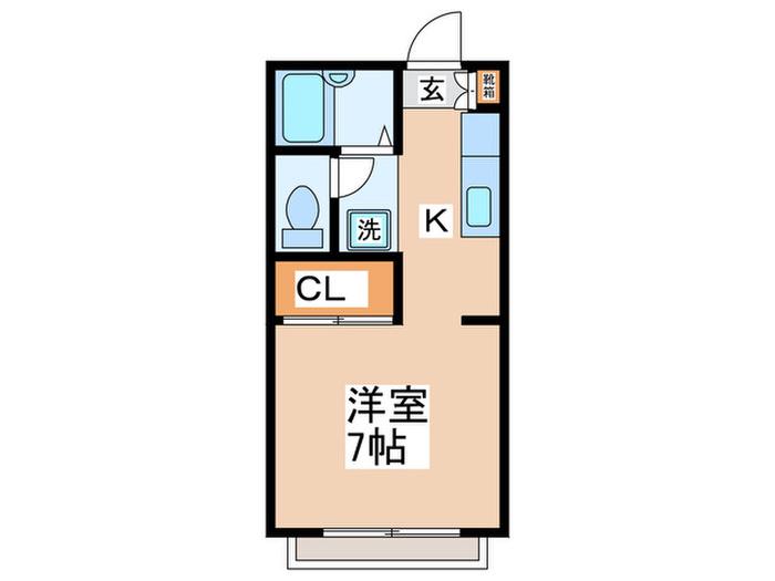 ペルレI(1K/1階)の間取り写真