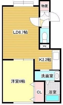 グリシーヌルージュ(1LDK/2階)の間取り写真
