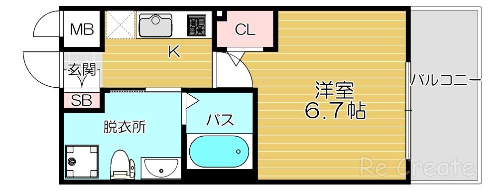 レジディア谷町(1K/3階)の間取り写真