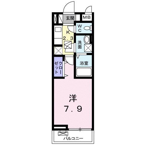 フレイム(1K/1階)の間取り写真