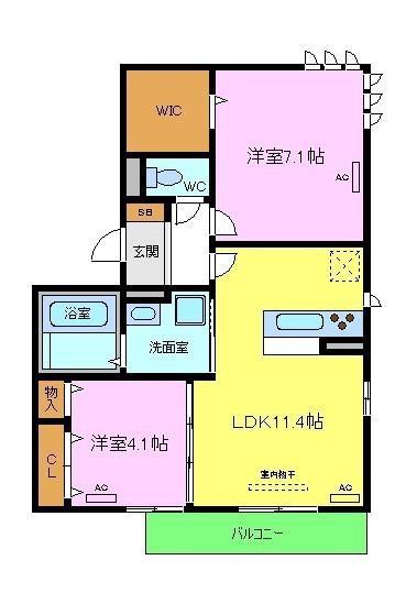 オオセンドKANAI(2LDK/1階)の間取り写真