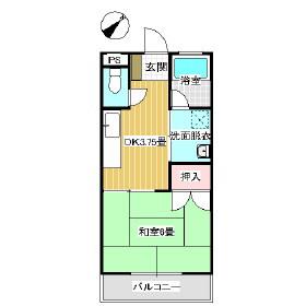 スカイハイツ岩見(1K/1階)の間取り写真