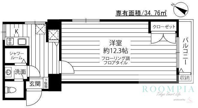 マンションニュー池尻(1K/12階)の間取り写真