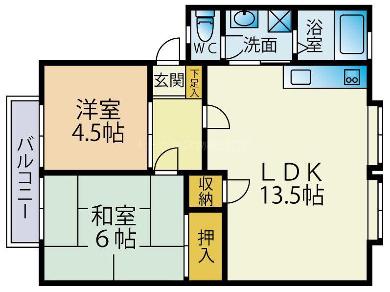 サンヴィレッジみつわ台C棟(2LDK/2階)の間取り写真