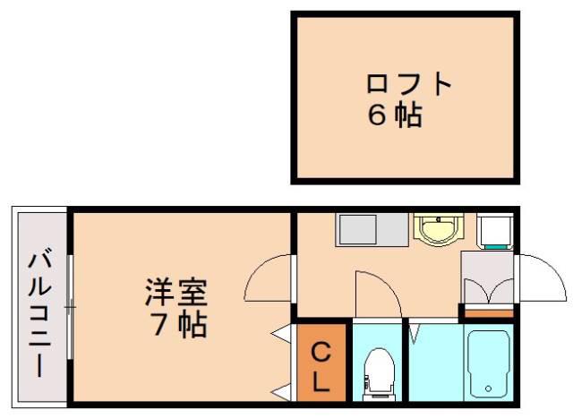 サンフェリーチェ九工大前(1K/2階)の間取り写真
