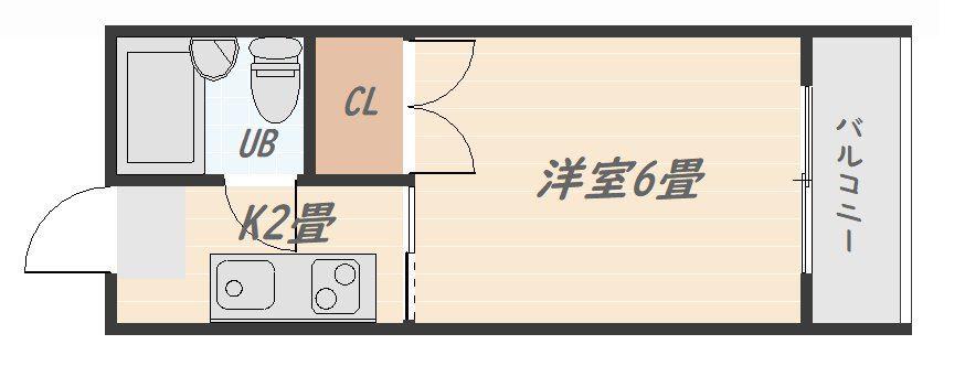 肥後ビル(1K/3階)の間取り写真