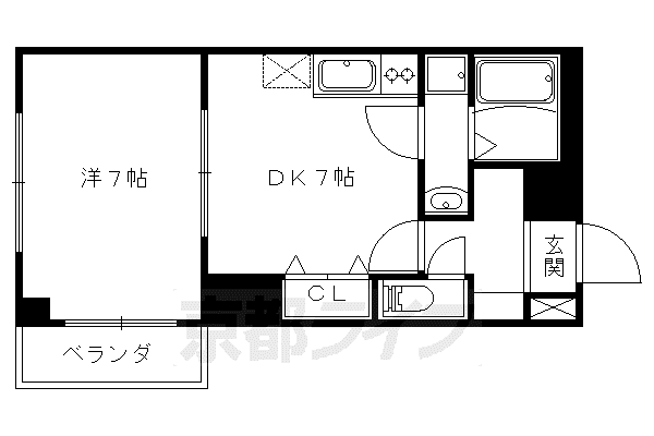プレステージ翼(1DK/8階)の間取り写真