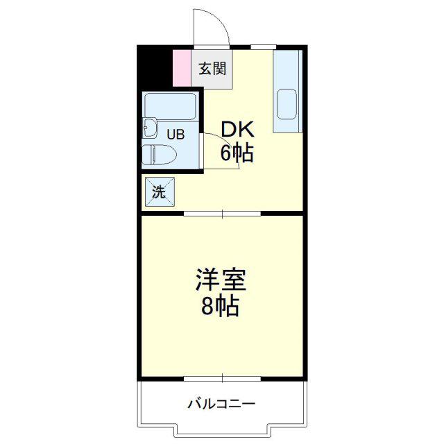 グリーンハイツ根洗(1DK/5階)の間取り写真