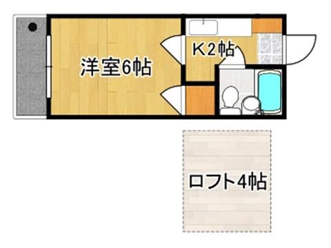 エバーグリーンハイツ(1K/2階)の間取り写真