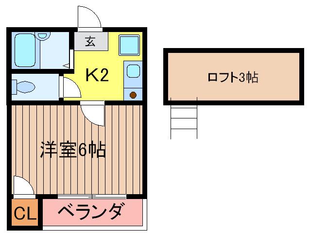 リトナステージ高美台(1K/2階)の間取り写真